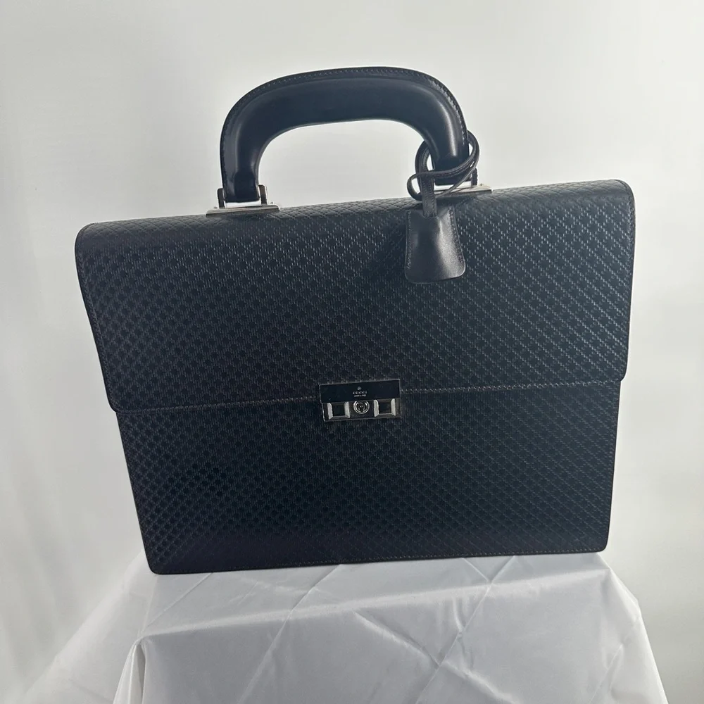 Gucci Diamante Double Gusset Briefcase Black